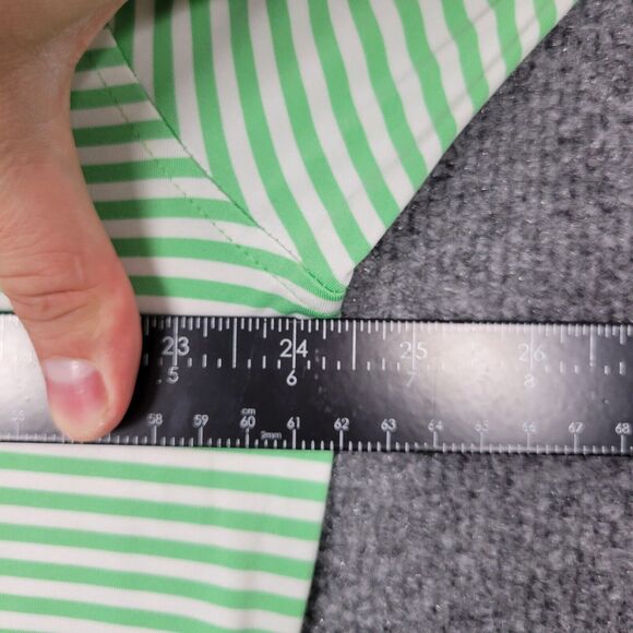 PETER MILLAR Summer Comfort Green Striped Short Sleeve Polo Shirt SIZE LARGE - Picture 9 of 14